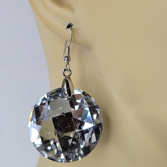 Jewelry - Large Round Crystal Drop Dangle Earrings